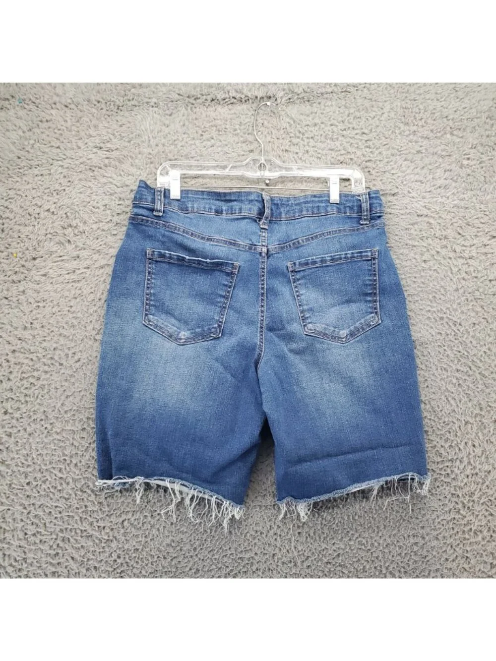 Time And Tru Shorts Womens 14 Blue Denim High Waist Distressed Cutoff *Read*
